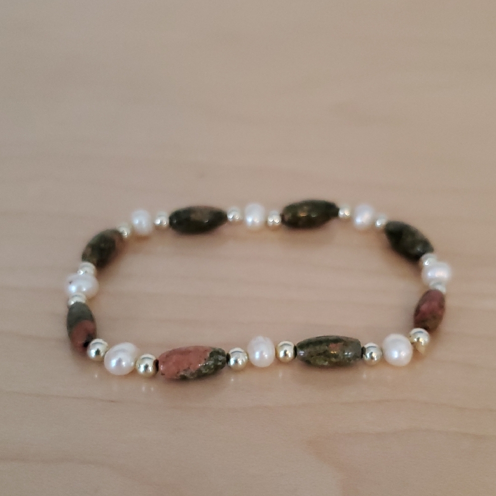 Faux Pearl and Stone Bracelet